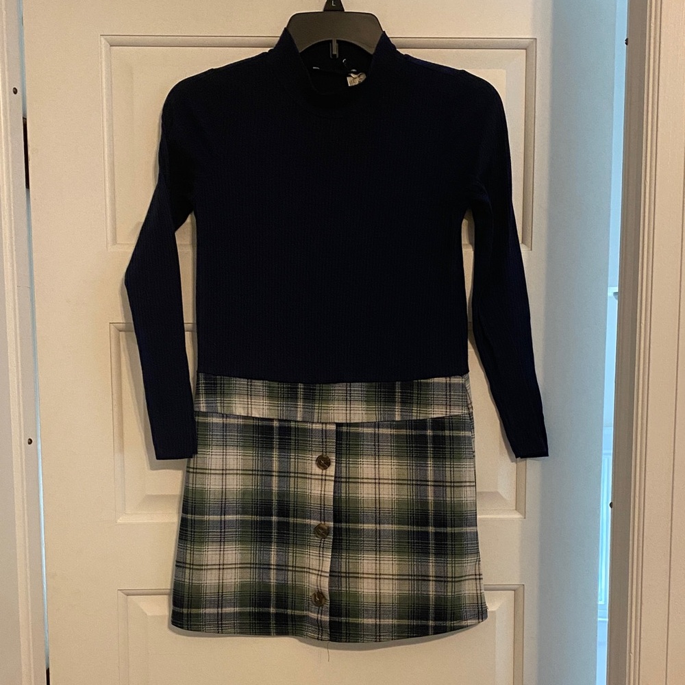 Navy and plaid dress